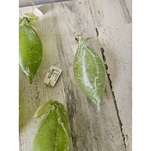 Green glass teardrop ornament set living quarters vintage Xmas tree - Picture 7 of 7